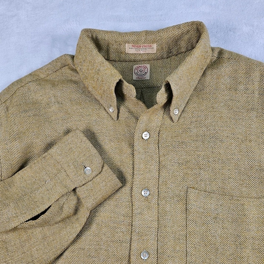 Vtg Donegal Tweed Oxford Shirt Mens 16.5 Large Herringbone Wool Blend Ivy L/S